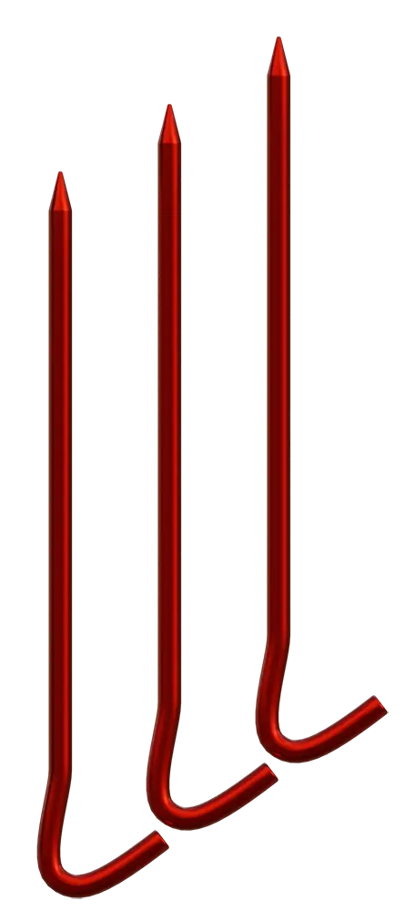 Apollo Streams red tripod ground stakes — secure your sports broadcast tripod against wind