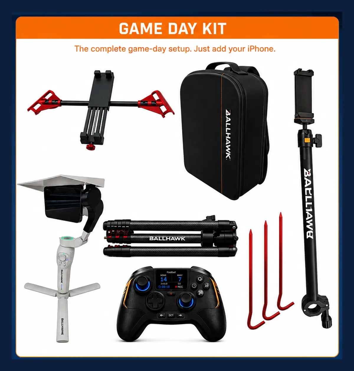 BallHawk Game Day Kit: Starter plus tripod, backpack, iPad mount, stakes
