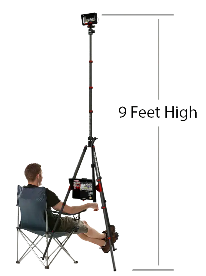 Apollo Streams 9-foot carbon fiber sports tripod in use at a game